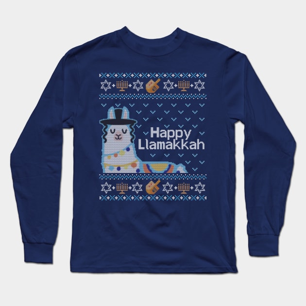 Funny Ugly Hanukkah Sweater, Llama Llamakkah Long Sleeve T-Shirt by HolidayoftheWeek